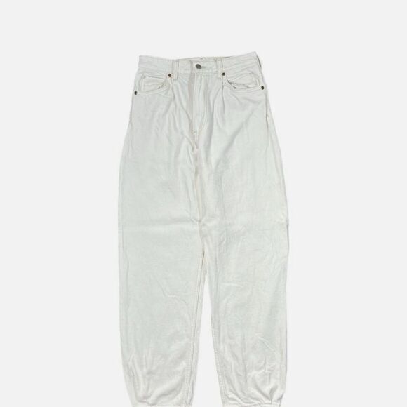 LEE x H&M Women’s Classic White Denim Cotton High Waisted Tapered Mom Jeans US 8 - Picture 2 of 6